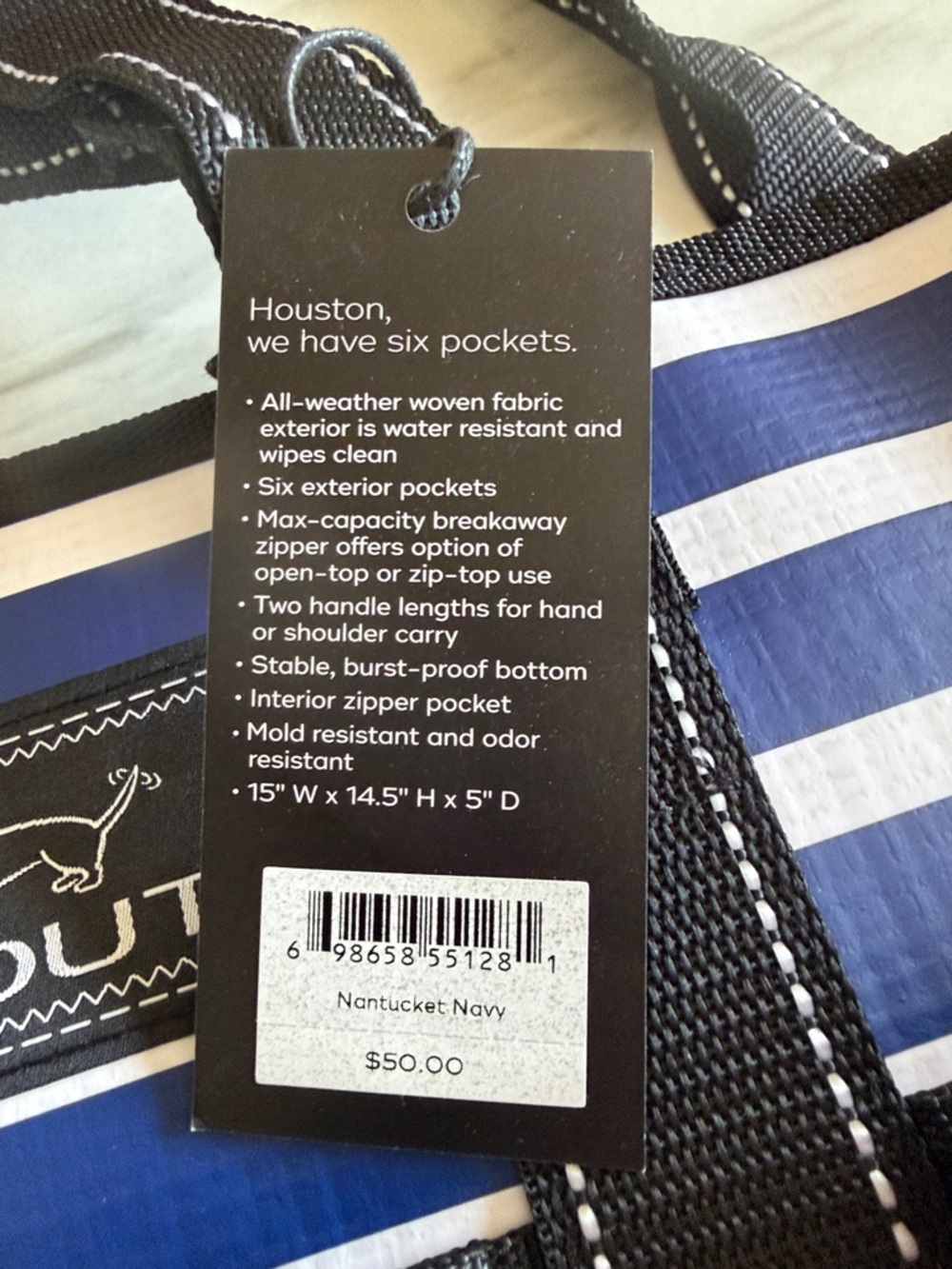 SCOUT Rocket Pocket Tote Travel Bag Striped Nantucket Navy NWT - Picture 7 of 9